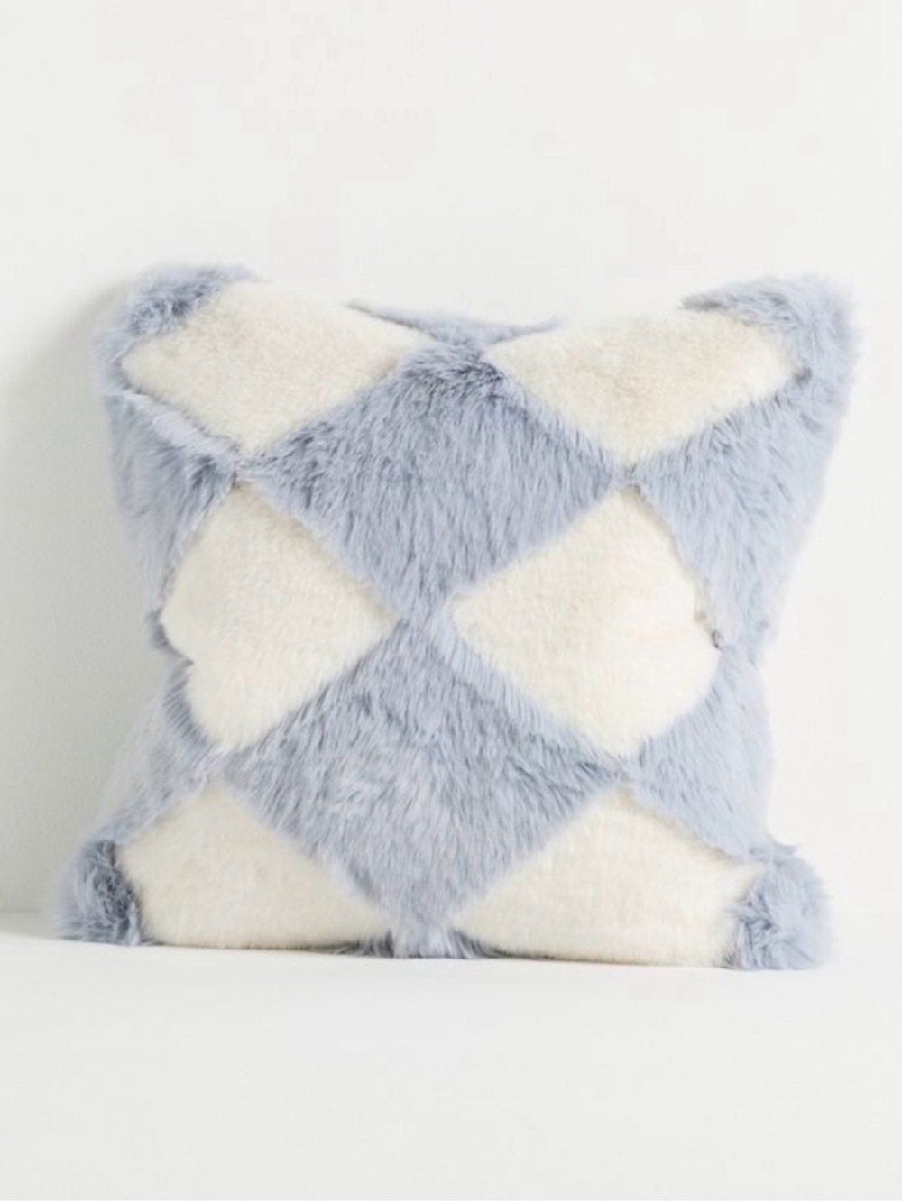 Anthropologie Chella Checkered Faux Fur Pillow, NIP